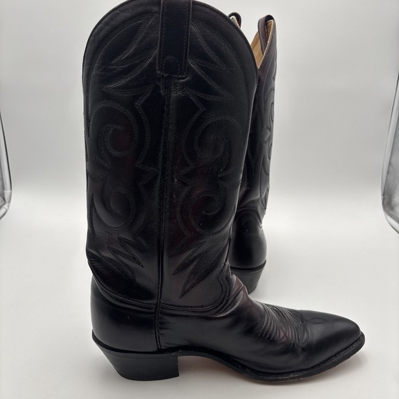 Vintage Acme Mens 9.5D Western Cowboy Leather Boots Maroon 16106 Embroidered EUC - Picture 6 of 12